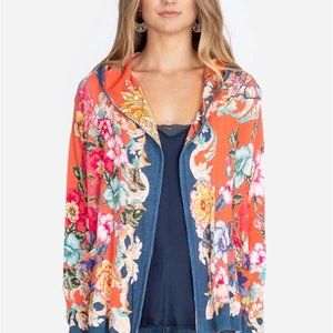 Johnny Was Whistle Cardigan Sweater Boho Open Hoodie Floral Print Womens Large